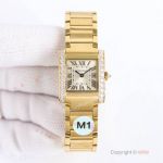 Swiss Replica Cartier Tank Francaise Quartz Watch Yellow Gold Diamond-set